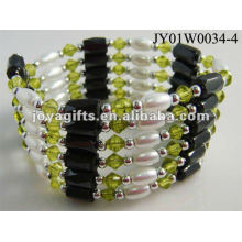 Magnetic Olive Glass Beaded Wrap Bracelets &amp; Collier 36 &quot;